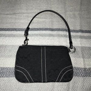 Coach Wristlet, Black fabric and leather